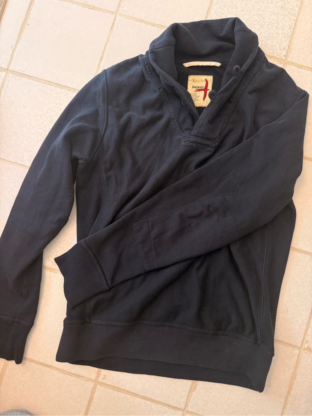 Relwen men’s Navy Shawl-Collar Pullover Sweatshirt